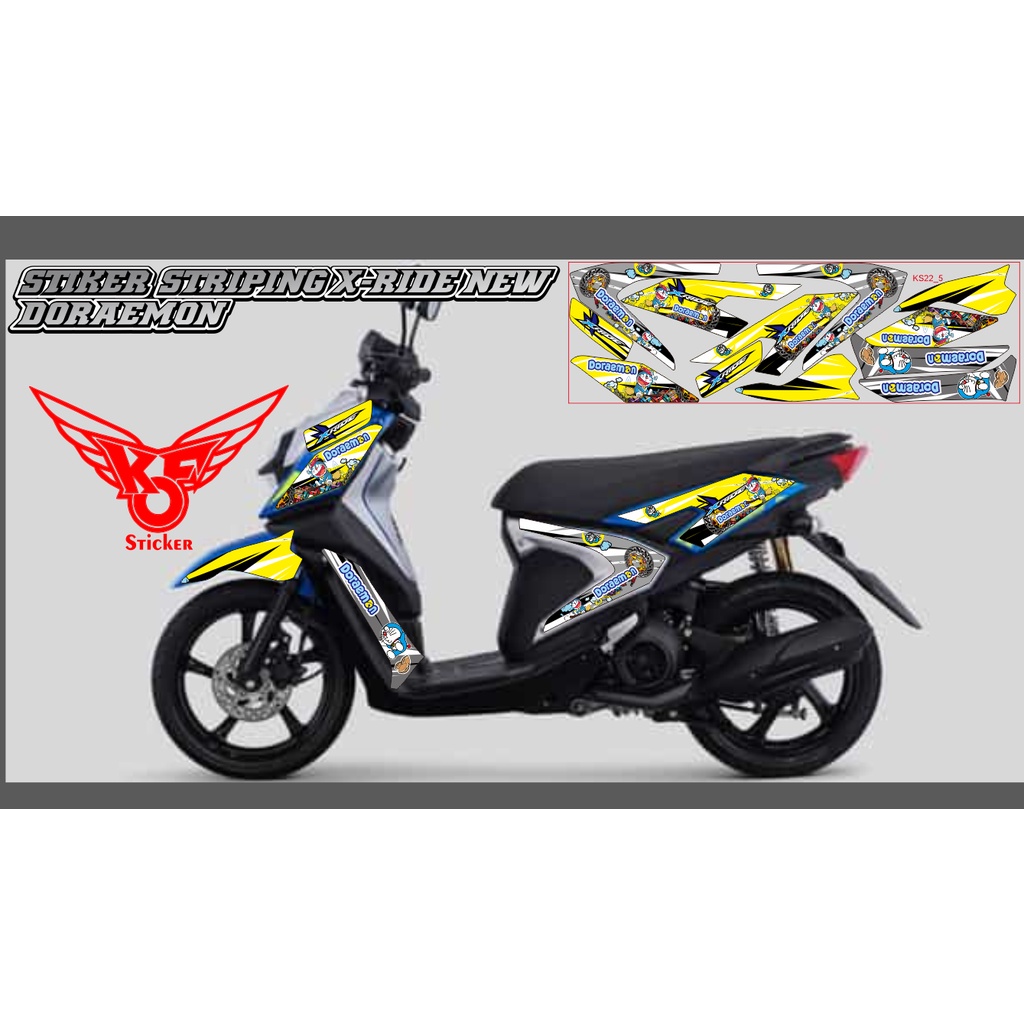 STRIPING STIKER LIST VARIASI YAMAHA X-RIDE NEW DORAEMON