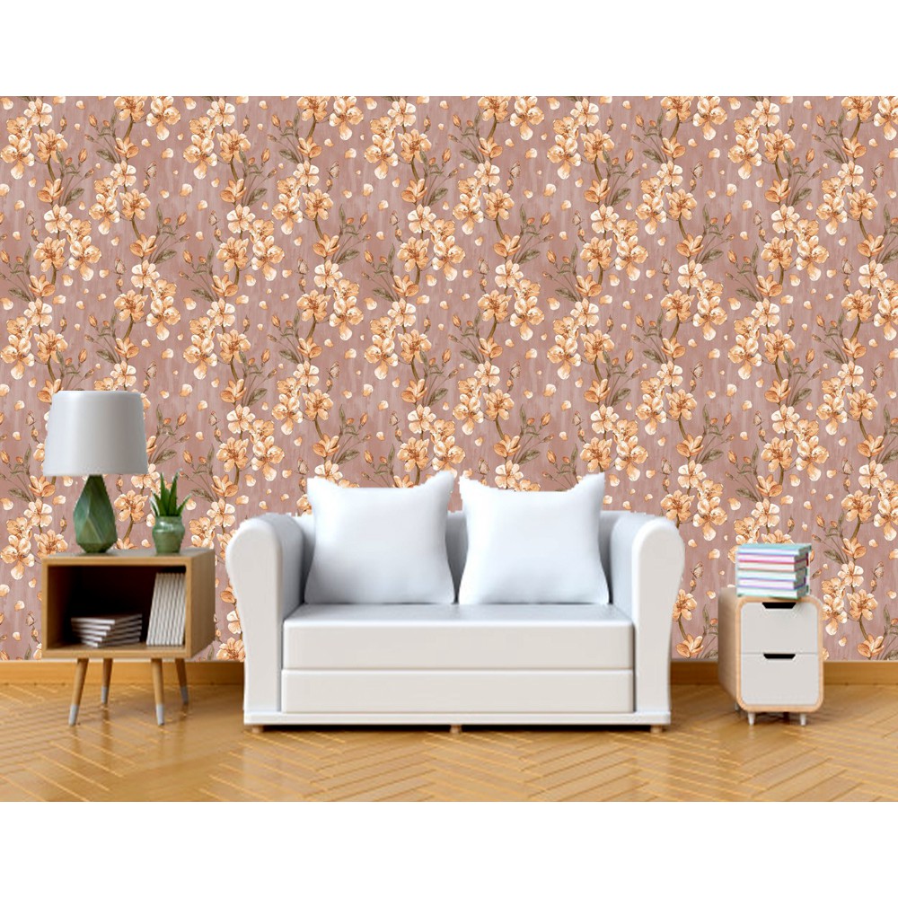 (COD) Wallpaper Stiker Dinding / Walpaper dinding Kamar Tidur Wallpaper Motif Bunga Elegan