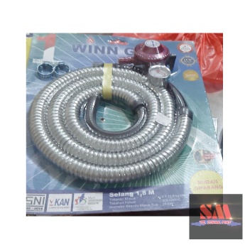 Regulator Winn Gas + Selang kecil Flexibel 1,8 Meter