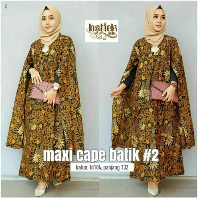 Gamis maxi cape sogan batik