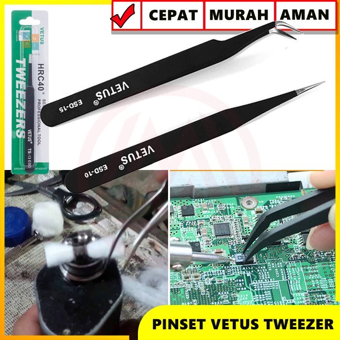 PINSET VETUS TWEEZER BENGKOK LURUS LANCIP COIL KAPAS ALAT KECANTIKAN - lurus