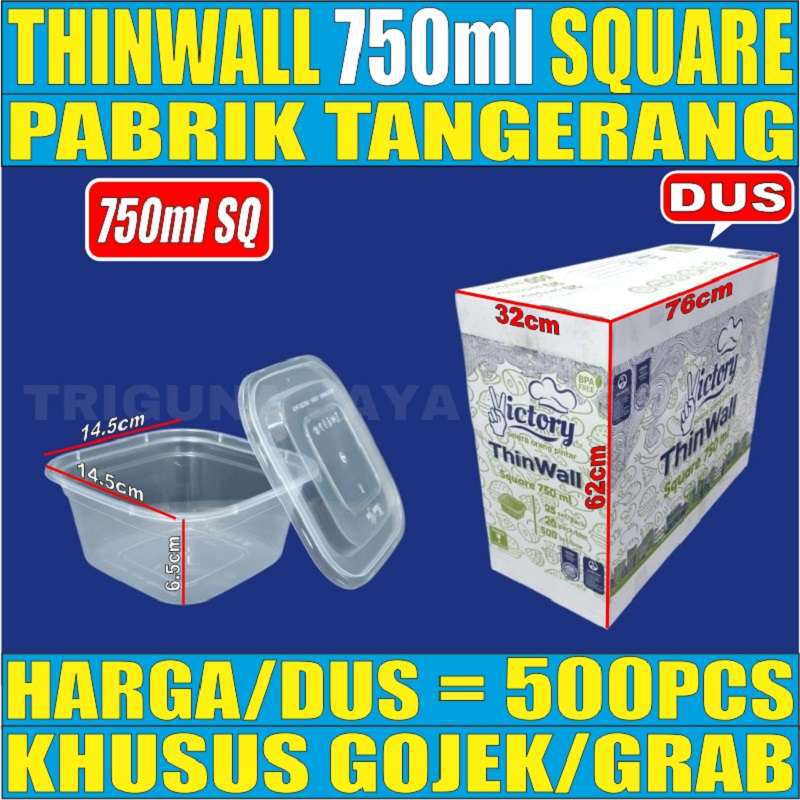 Thinwall Square SQ 750ml Perdus Food Container Box Kotak Makan Plastik