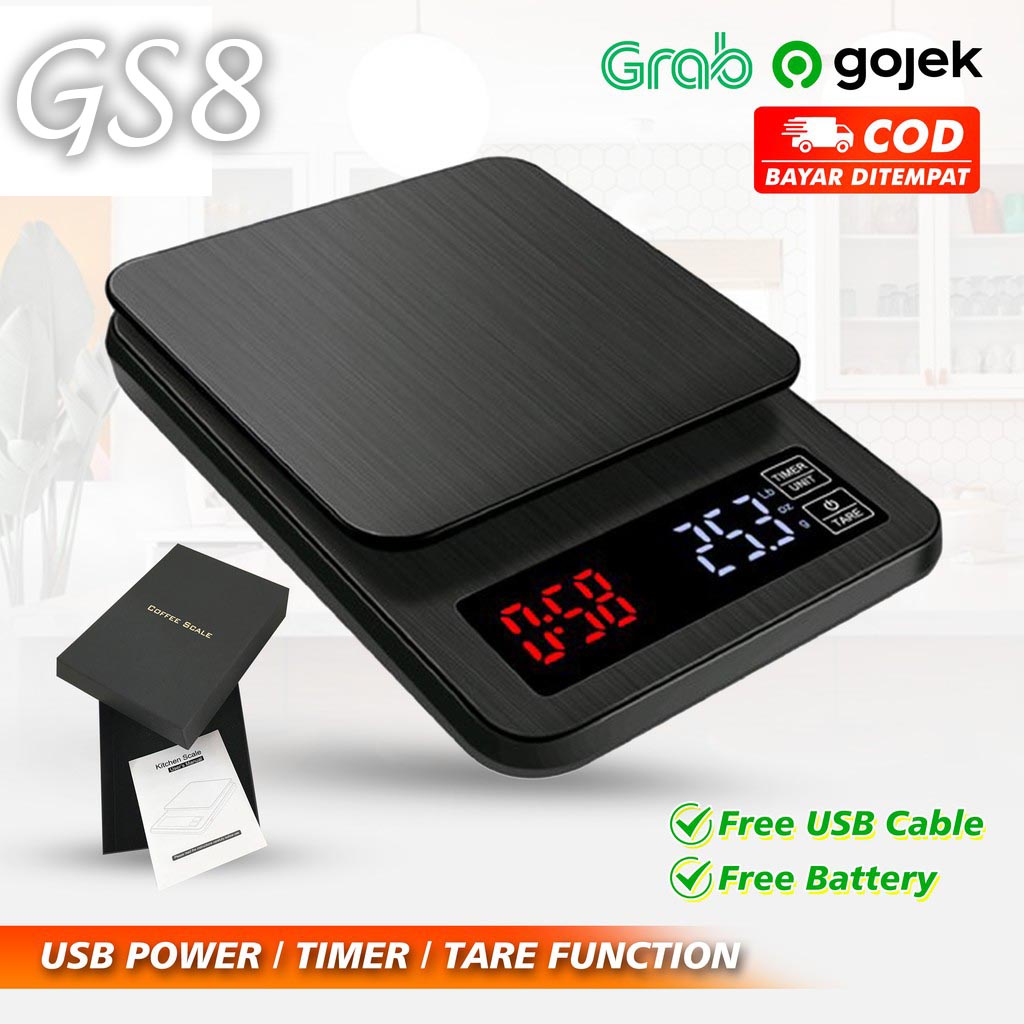 Timbangan kopi digital 5kg dengan USB / timbangan dapur USB / coffee drip scale / kitchen scale GS8 Timbangan Kopi