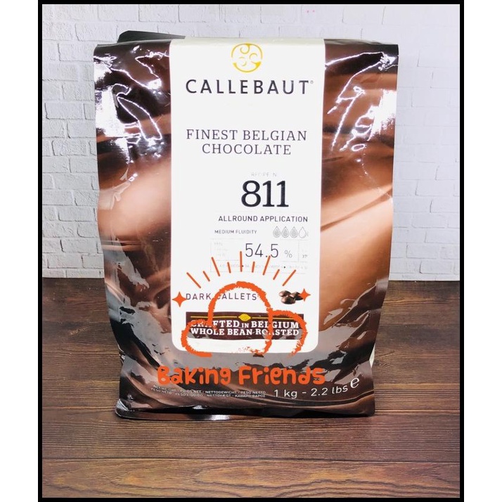 

Callebaut 811 Dark Chocolate 1Kg/Dark Callets 54.5% Kemasan Asli 1 Kg