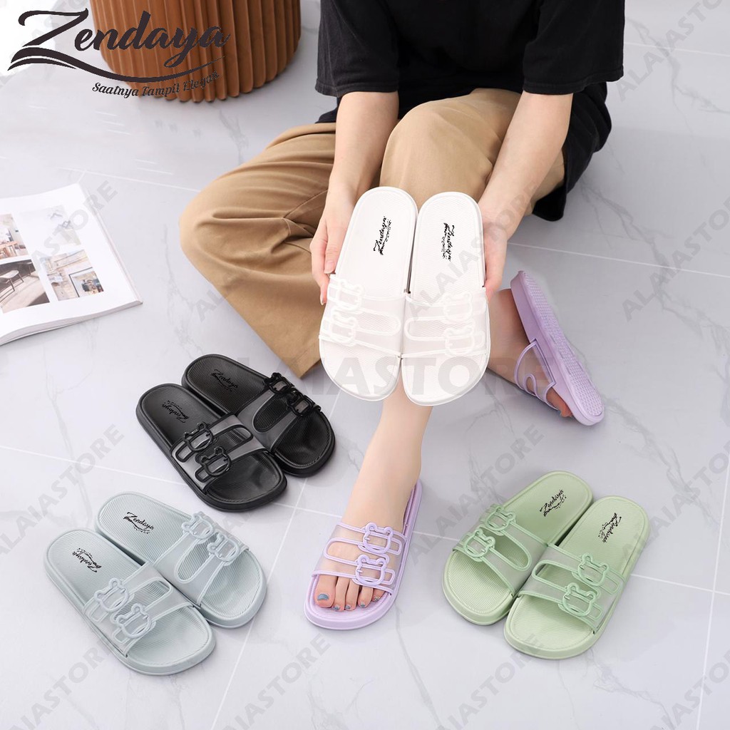 Sandal Slop Wanita Korea / Sandal Slop Bening Cewek Gesper - V202-1 / Sandal Wilona