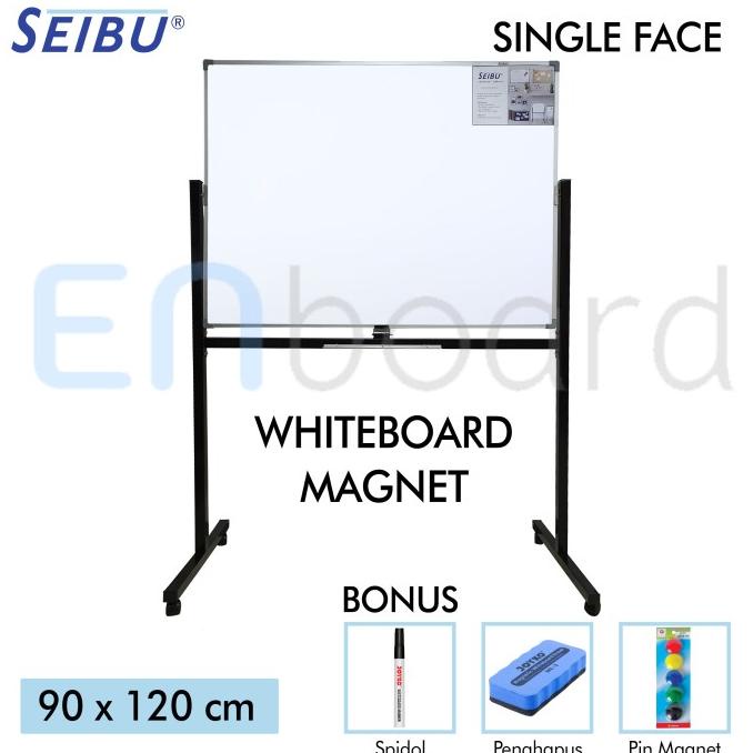 

Office & Stationery | Alat Tulis | Papan Tulis Whiteboard Standing Magnet Single Face Seibu 90 X 120 Cm | Best Seller