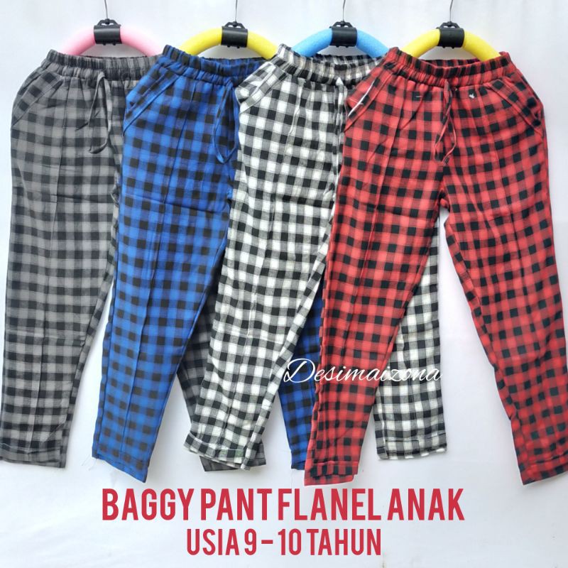 CELANA BAGGY ANAK FLANEL/USIA 9-10 TAHUN/TERGANTUNG POSTUR TUBUH ANAK