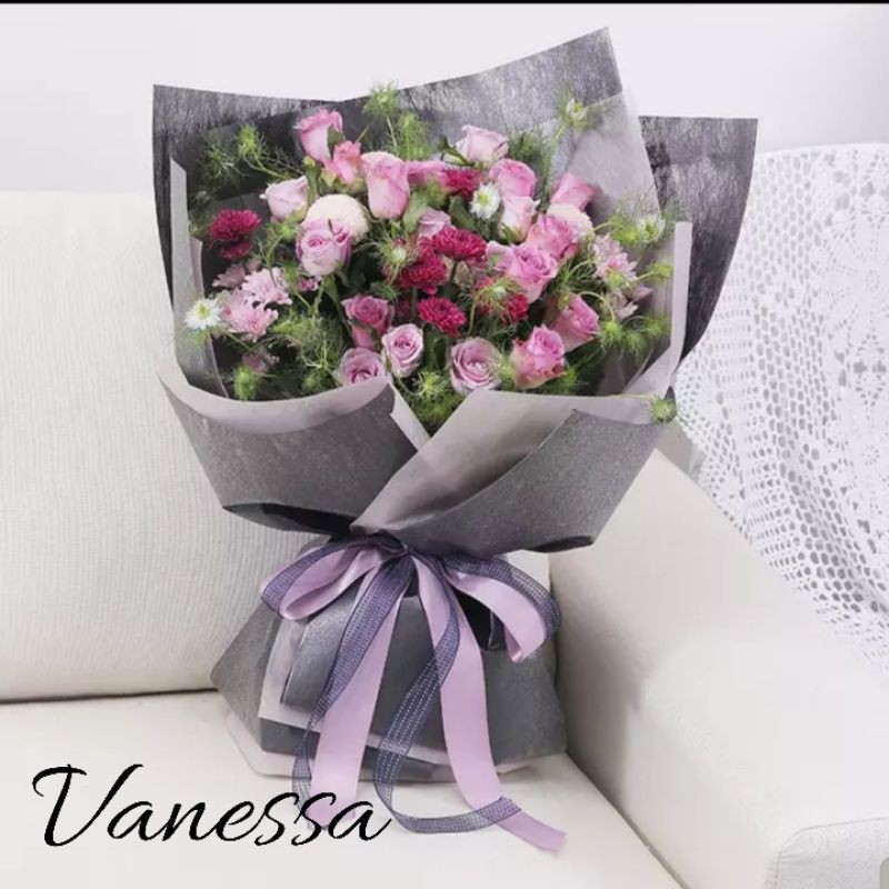 

Vanessa - Flower wrap cellophane berserat / kertas bunga ecer murah