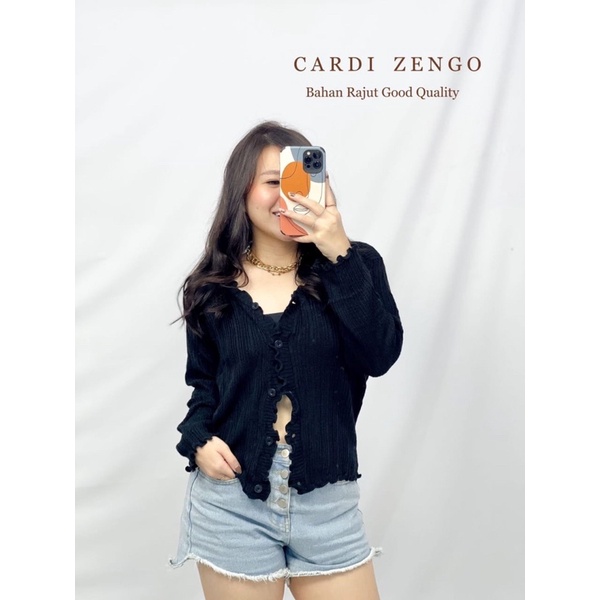 BAJU ATASAN CEWEK WANITA CARDI ZENGO FASHION RAJUT LENGAN PANJANG KEKINIAN