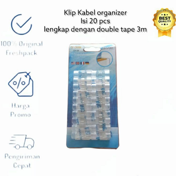 Klip Kabel Organizer Cable Clip Per pack isi 20 pcs Pengikat Kabel