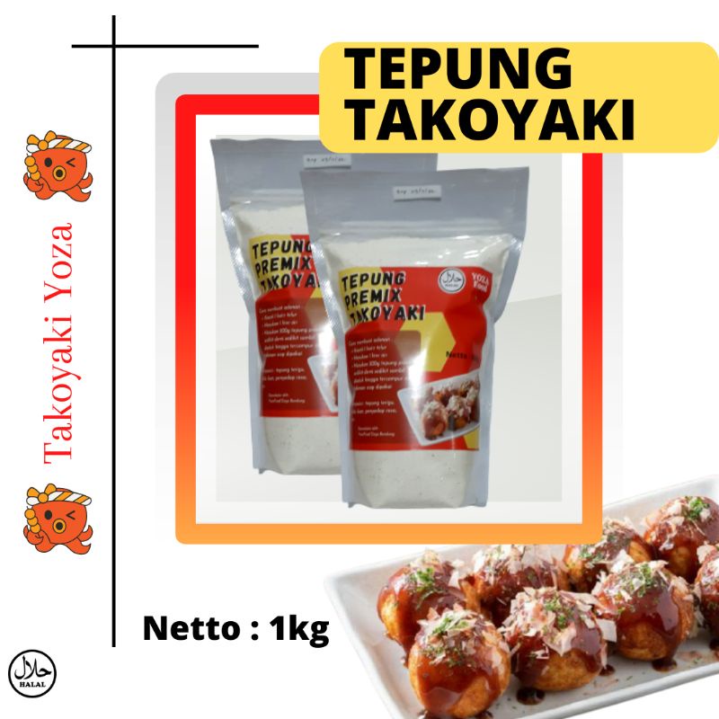 

Tepung takoyaki 1kg instan Premix tinggal pakai halal bisa untuk okonomiyaki juga