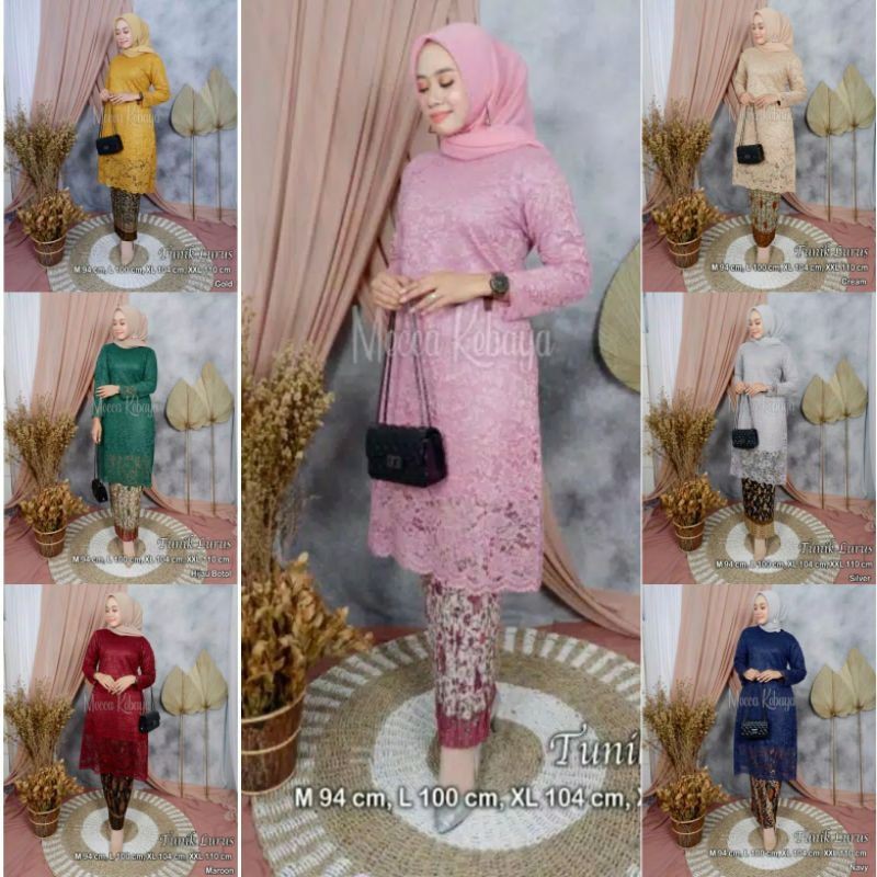 (COD) SETELAN KEBAYA BRUKAT MODERN/KEBAYA WISUDA/KEBAYA TUNIK/TUNIK BRUKAT/BAJU KEBAYA MODERN/BAJU B