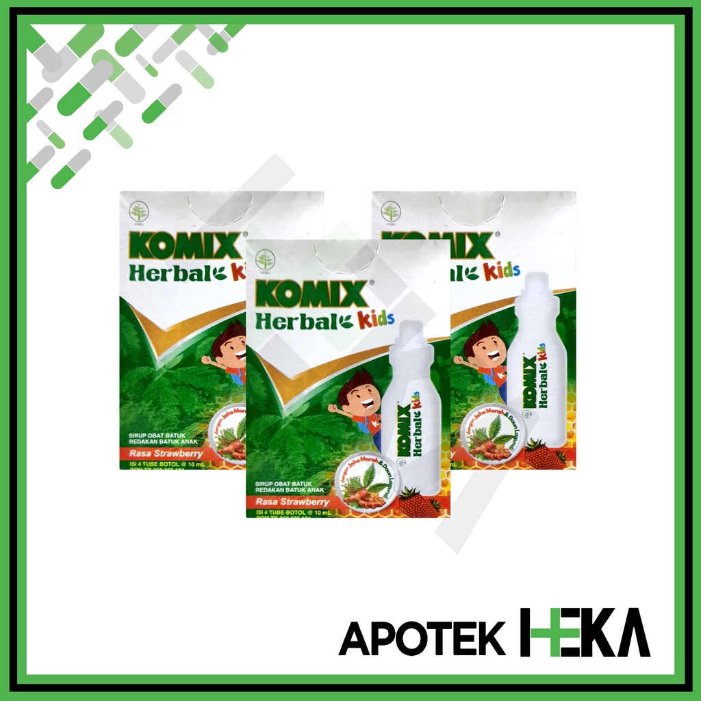 Komix Herbal Kids 10 ml Box isi 4 Tube - Sirup Rasa Strawberry Batuk (SEMARANG)