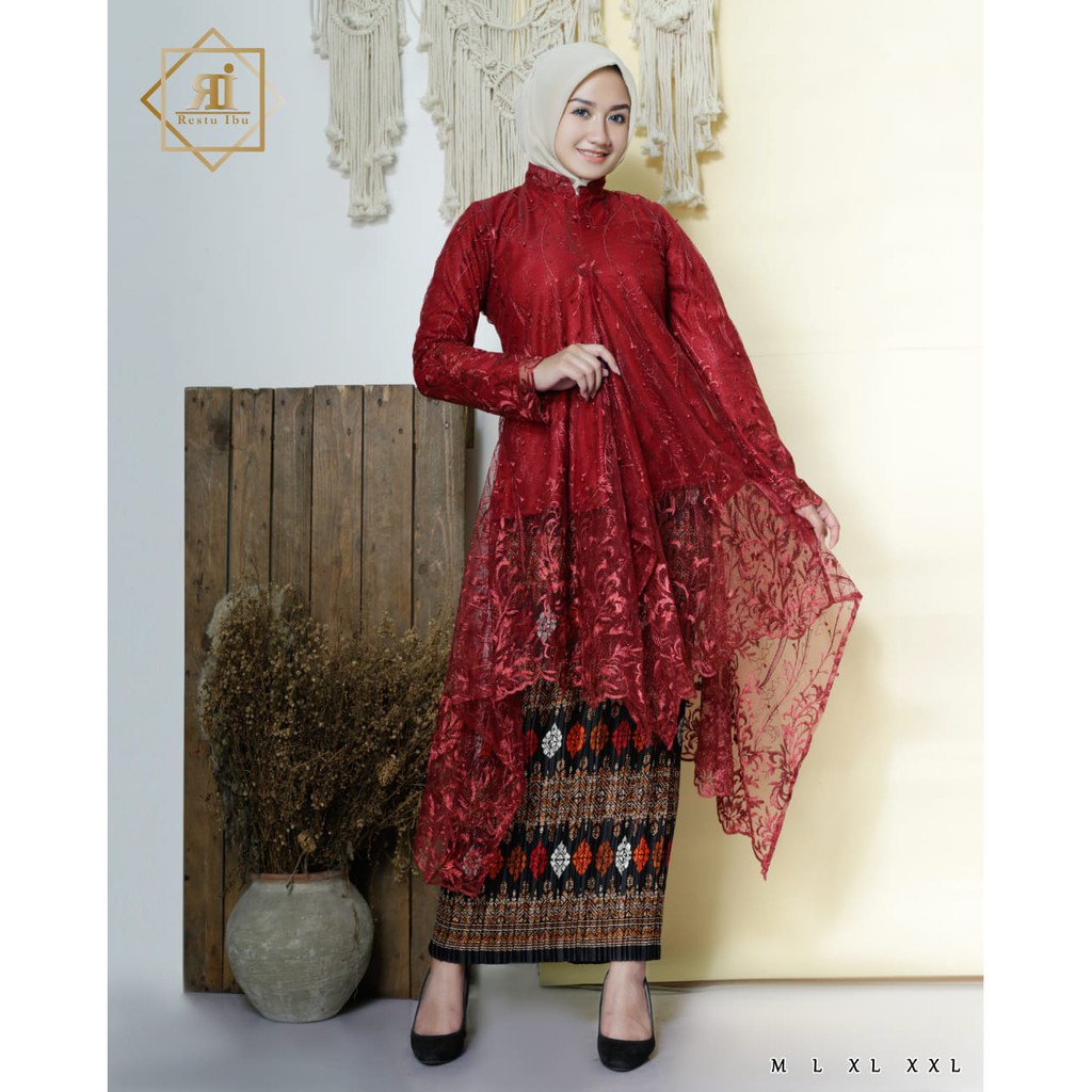SET KEBAYA BUSUI TULLE / TUNIK KEBAYA TULLE BORDIR / BAJU KEBAYA MODERN