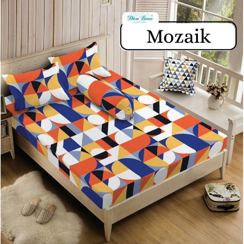 Sprei Diva Linen Mozaik Set Sprei Tinggi 30 cm