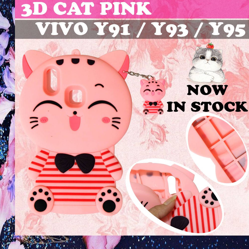 Softcase 4D Xiaomi Redmi Note 8 Pro Silikon 3D Pink Cat Lucky Cat / Silikon Case Soft Case-kucing pink