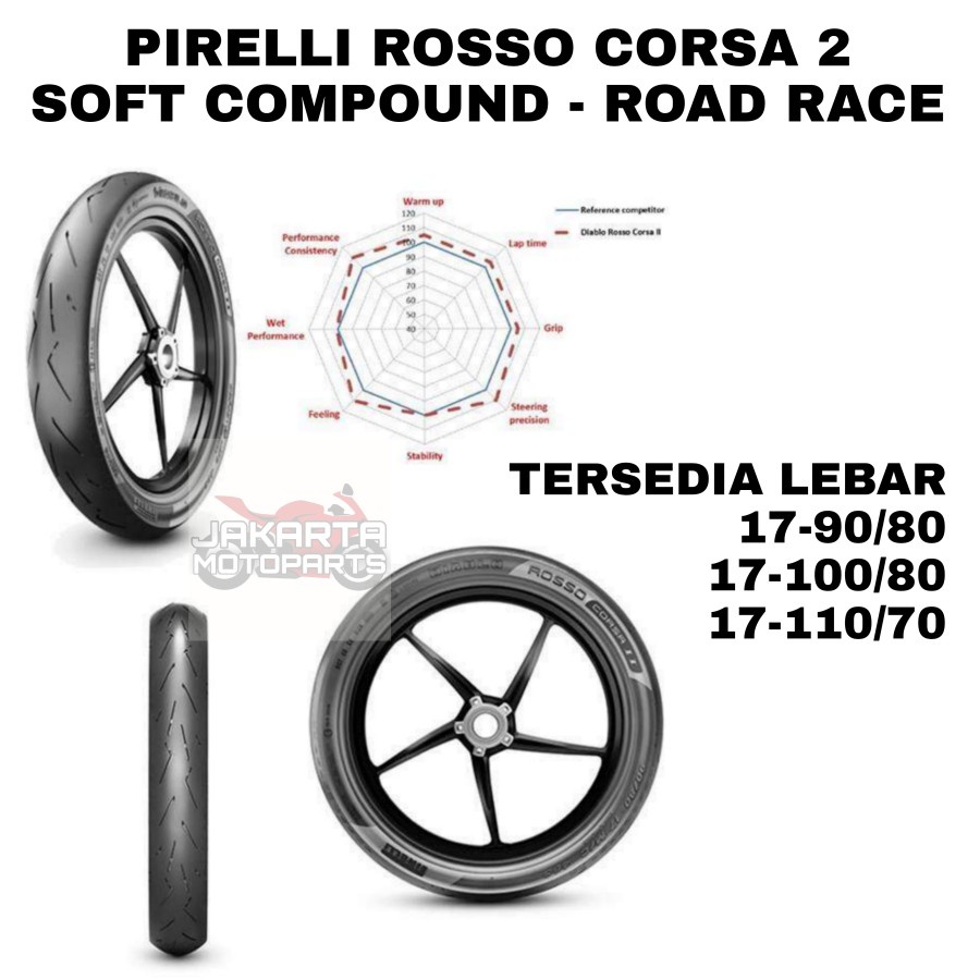 PIRELLI ROSSO CORSA 2 BAN MOTOR ROAD RACE RING 17 90/80 100/80 110/70 - 110/70
