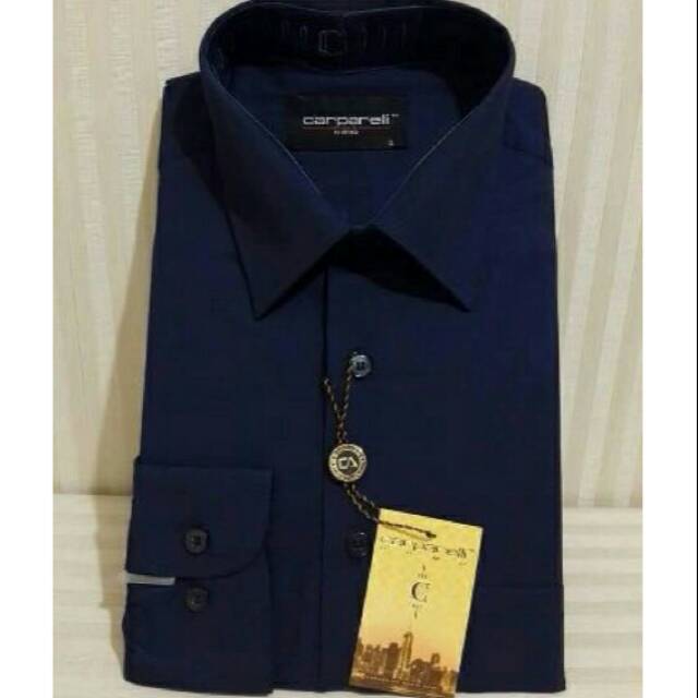 Kemeja Pria Merk Carparelli Biru Dongker Navy/ kemeja pria navy