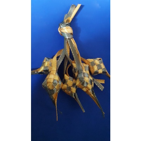 

ketupat mini pita satin 6 mm warna kuning hijau lumut