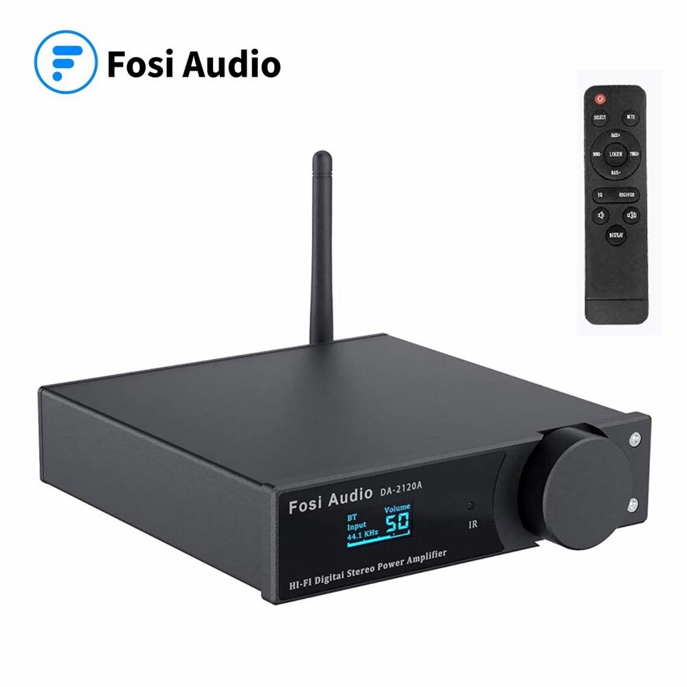 Fosi Audio Bluetooth 5.0 Amplifier 2 Channel Stereo Amp Receiver Class D DA2120A with Remote - Black