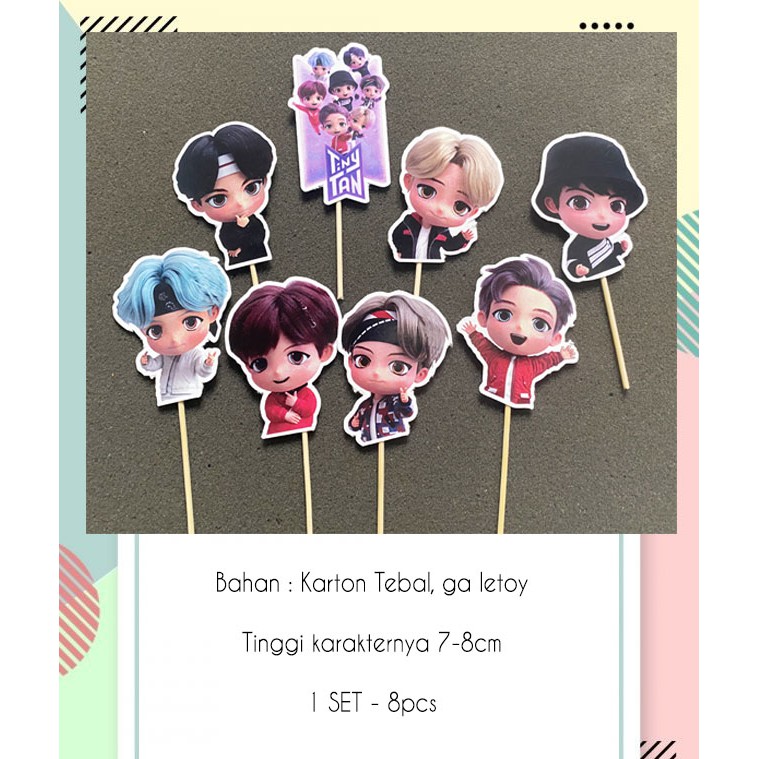 BTS Tiny Tan Cartoon/Kartun Topper Cupcake BTS