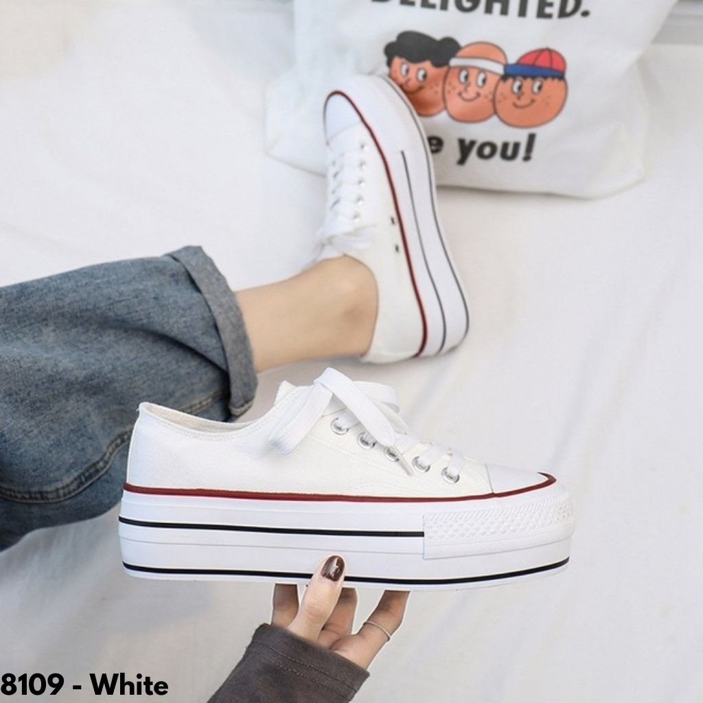 Gypsy - Highsole Sepatu Sneakers Kanvas Wanita Dewasa Import Sole Karet Slop Seoatu Snakers Hitam Cewek Remaja Canvas Snekers X8109