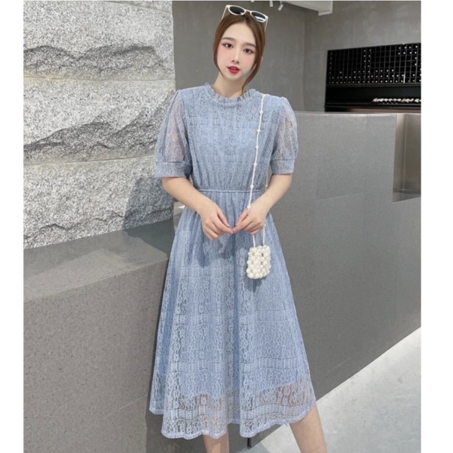 BRUKAT LACE DRESS KOREAN PREMIUM STYLE ALL SIZE NEW ARRIVAL LILAC