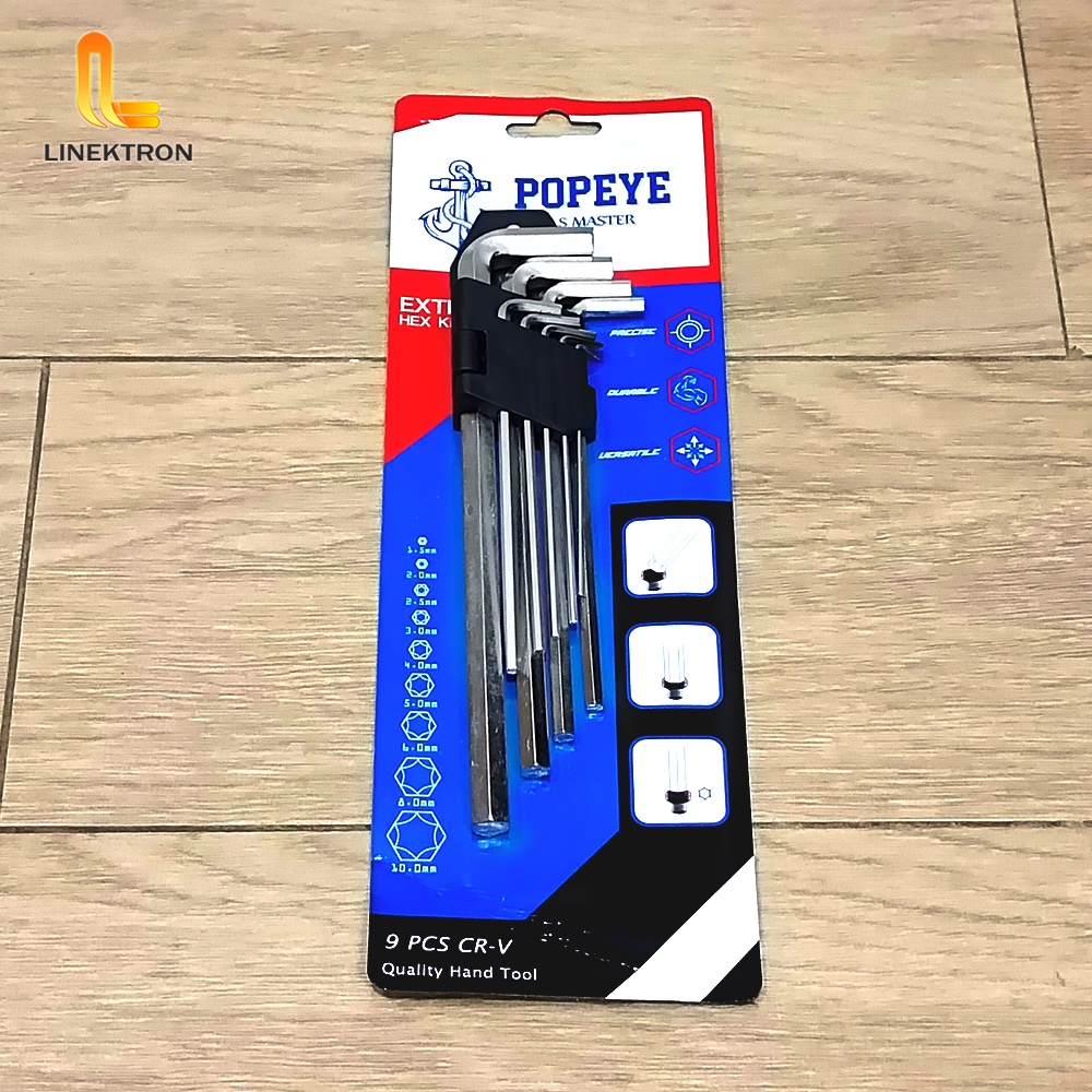 KUNCI L / HEX KEY LONG SET PANJANG MASSAKI 9 PCS ( 1,5 MM - 10 MM )