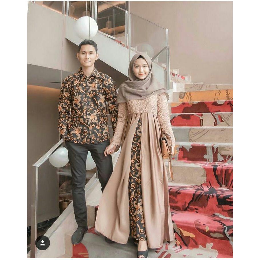 Gamis Batik Couple Muslimah Sarwendah Busana Batik Polos Mix Moscrepe Velvet Shopee Indonesia