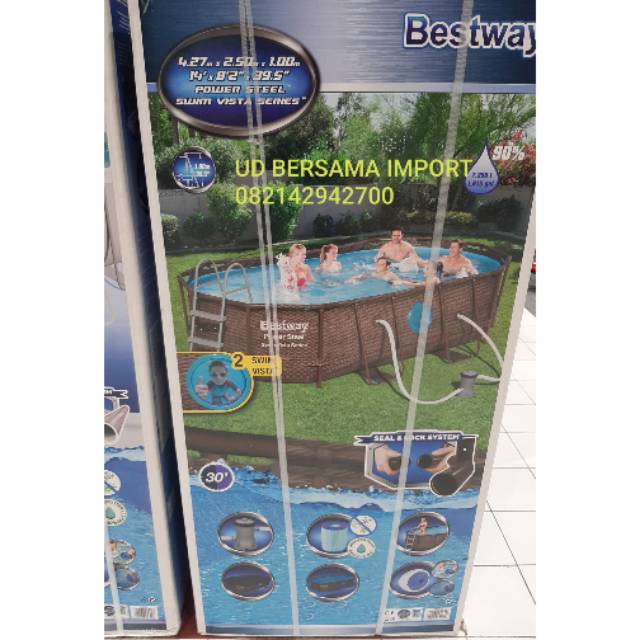 kolam renang frame import bestway power stell pool oval 427x250x100cm