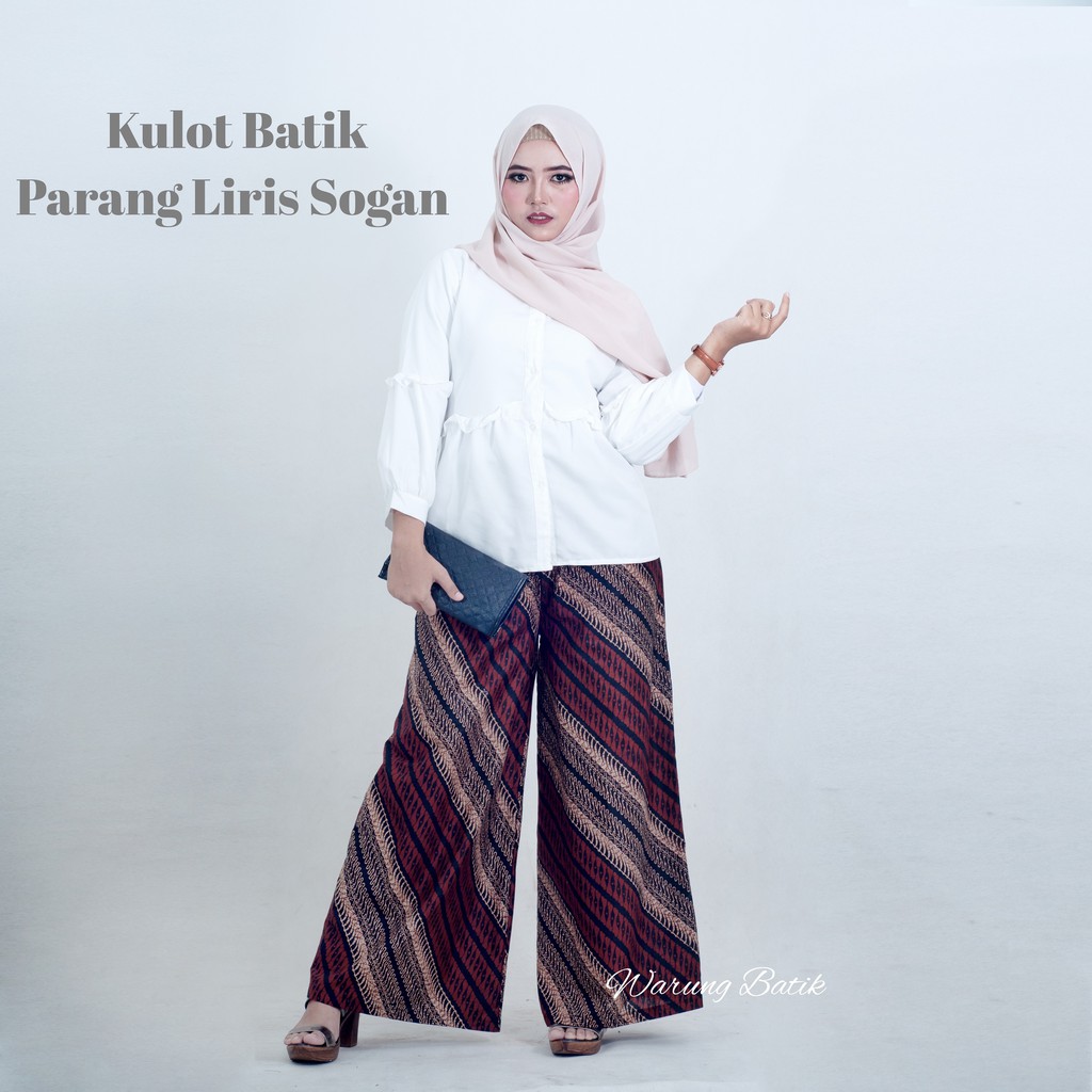 KULOT BATIK WANITA PEKALONGAN SOGAN MOTIF BATIK JARIK LAWASAN CULLOTES PANTS MURAH KULOT BATIK-Parang liris sogan