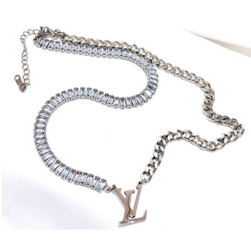 Kalung Titanium asli Rosegold Motif elv Branded Band Premium Quality Mirip emas Asli Anti karat anti alergi Kalung Stainless steel Kt-02