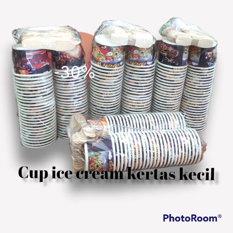 Jual Cup Ice Cream Kertas Kecil Isi 50 Pcs Cup Ice Cream Kertas Cendok Kayu Cup Kertas Ice 9488