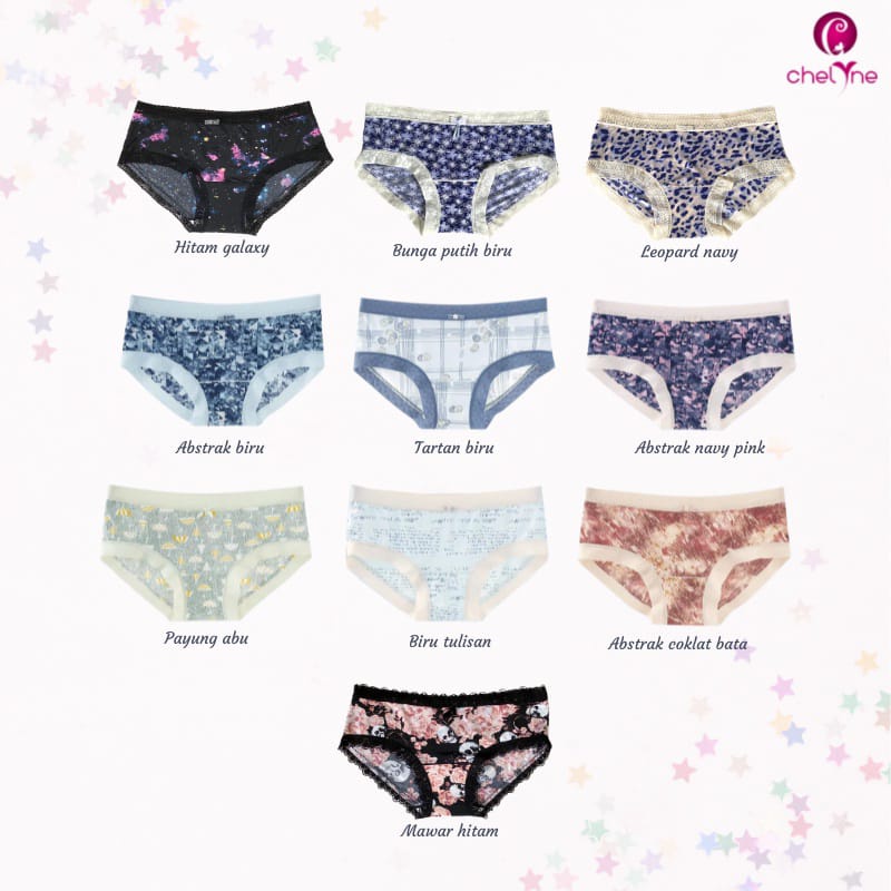 CD Wanita Chelyne Q398 - Bahan Lycra Premium Bermotif