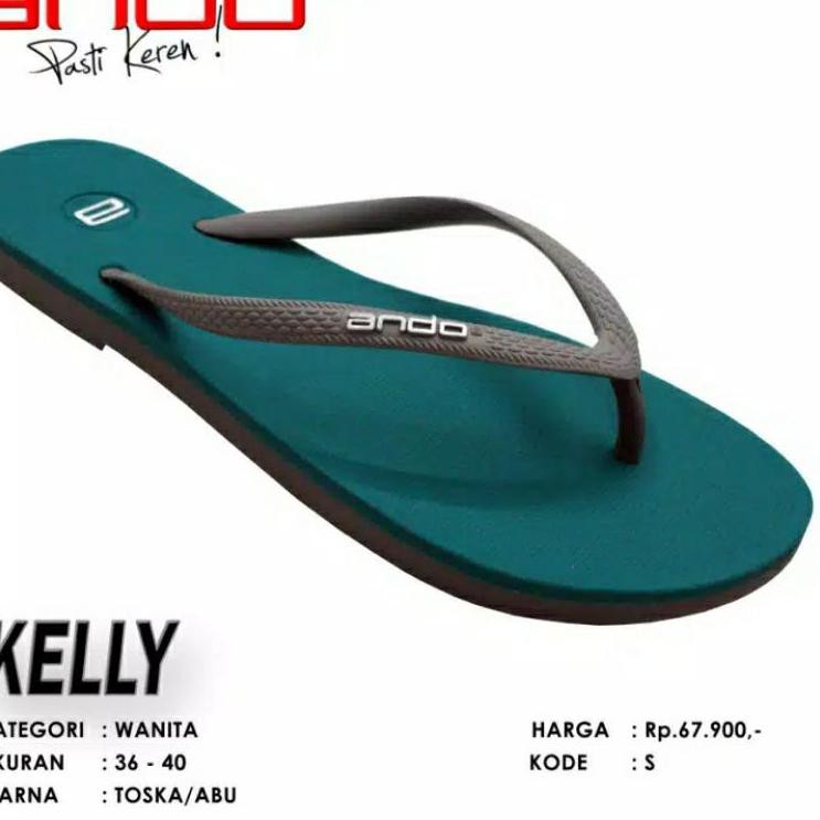LE9 Ando Kelly Sandal Jepit Wanita 9 Warna Sol Karet Anti Slip Sendal Perempuan Ando Original K0¥T