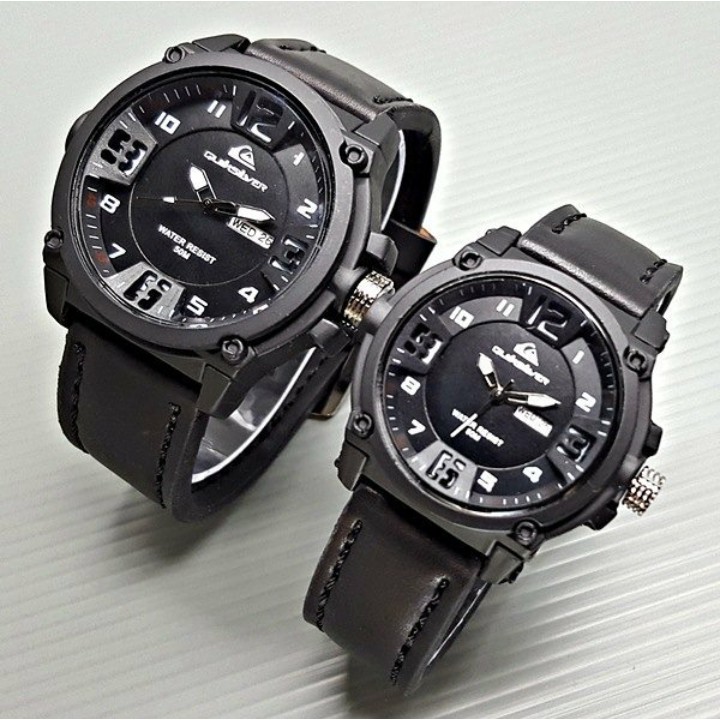 jam tangan couple quiksilver semi ori / jtr 1173 hitam