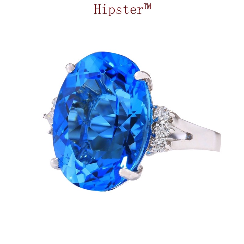 Hot Sale Fashion Simple Luxury round Inlaid Sapphire Ring