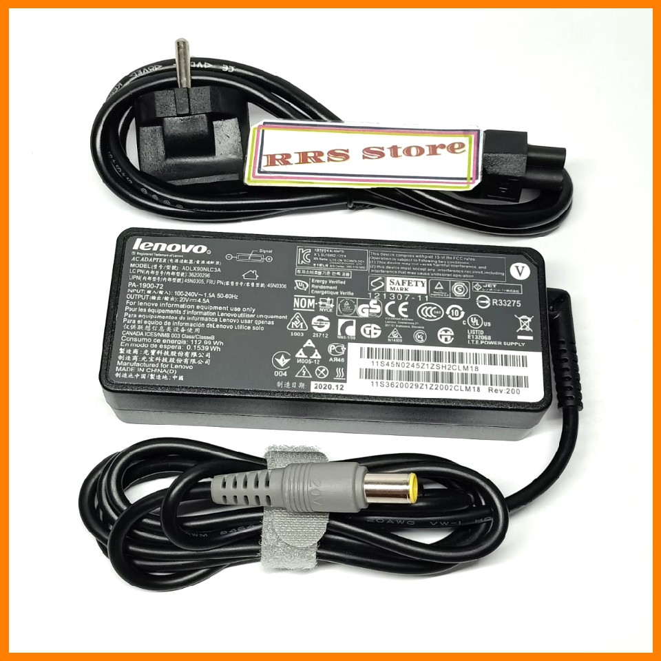 Laptop Adapter Charger Lenovo 20V 4.5A 90W ADLX90NDT3A PA-1900-081 FRU 92P1104 FRU 92P1106 B490 T410