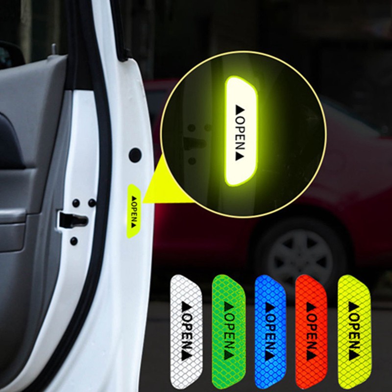 1Pcs car open reflector with warning door sticker front and rear bar rear view mirror door 3M material reflective sticker