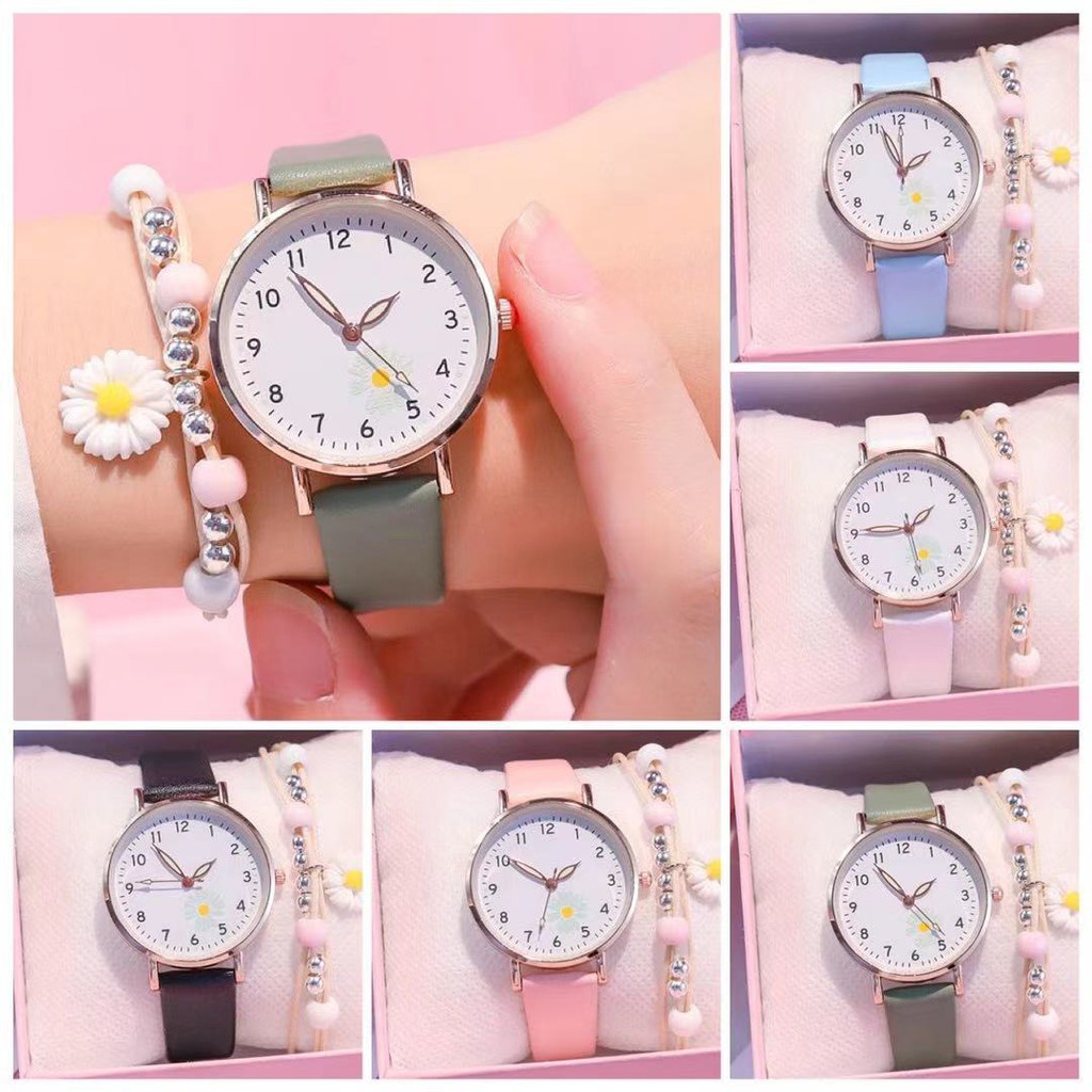 ✅Grosir Jam Senen - Jam Tangan Wanita Quartz Analog Fashion Gaya Korea Motif Bunga Daisy Import