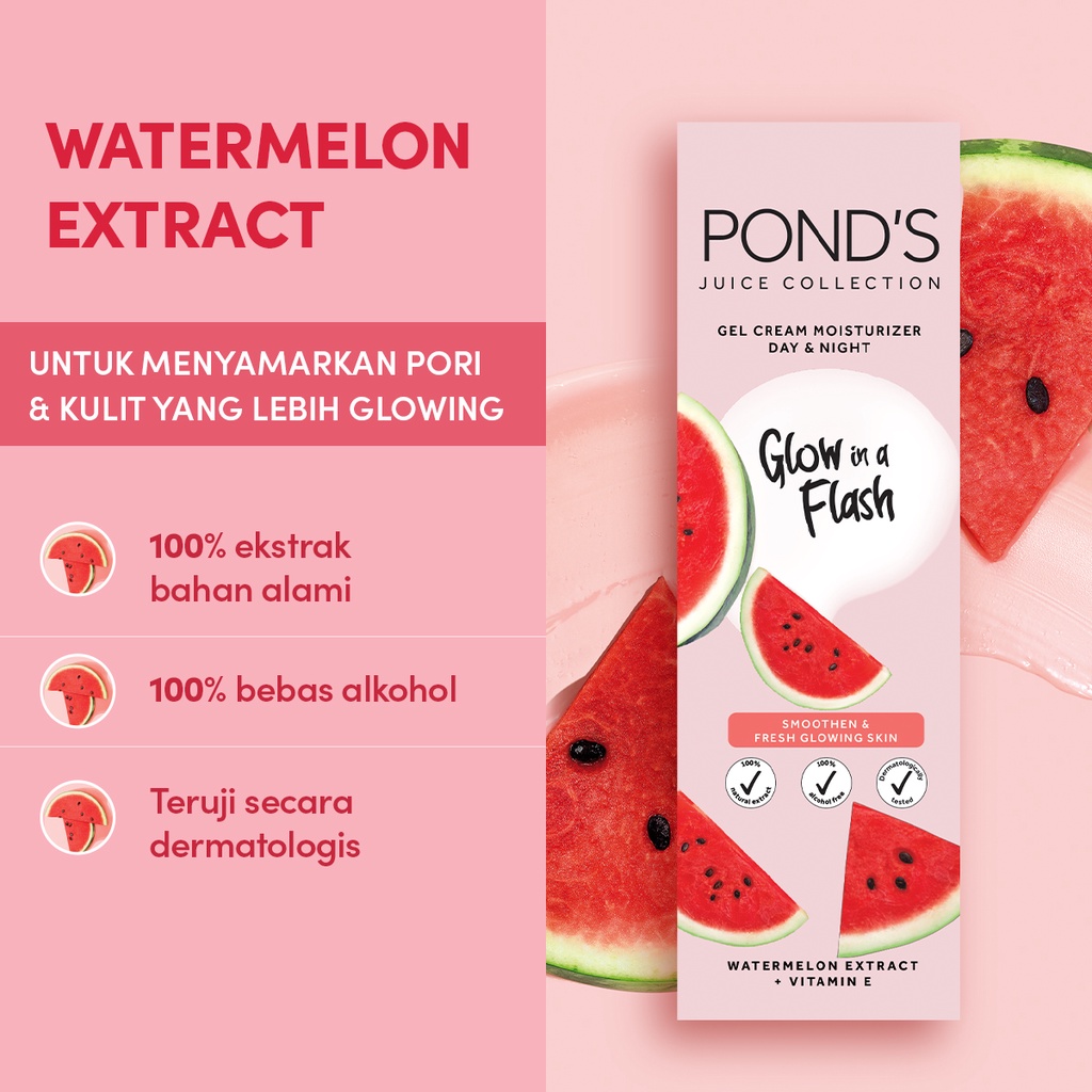 Ponds Juice Pelembab Muka Moisturizer Watermelon 100% Free Alcohol W Vite&amp;Hyaluronic 20G