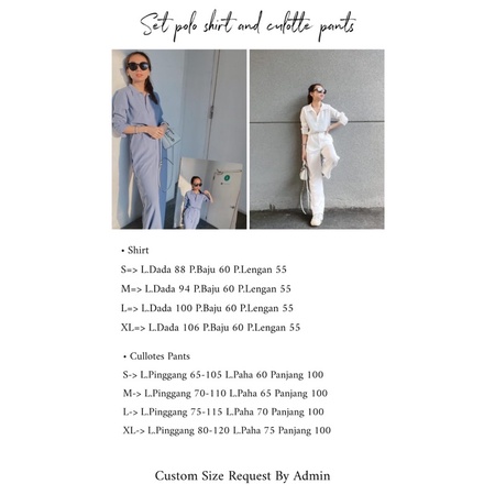 long-sleeved polo top &amp; ziper culotte pants in set