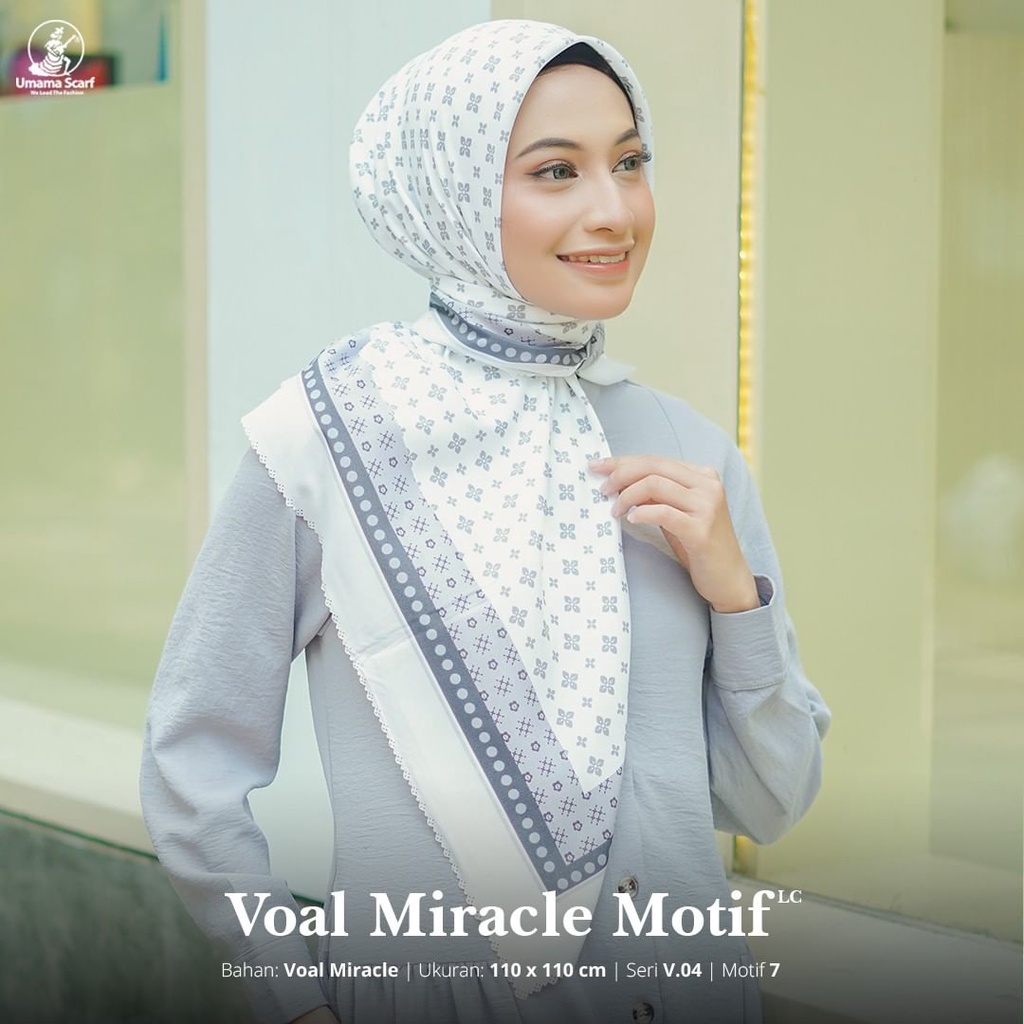 (BISA SERAGAMAN) PART 1 VOAL MIRACLE PRINT Lasercut Umama Hijab Segiempat Motif Premium