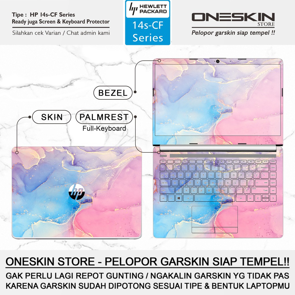 Garskin Laptop Keyboard Screen Protector HP 14s-cf cf1046tu cf1047tu cf1051tu cf2017tu Warna Silikon-Full Body