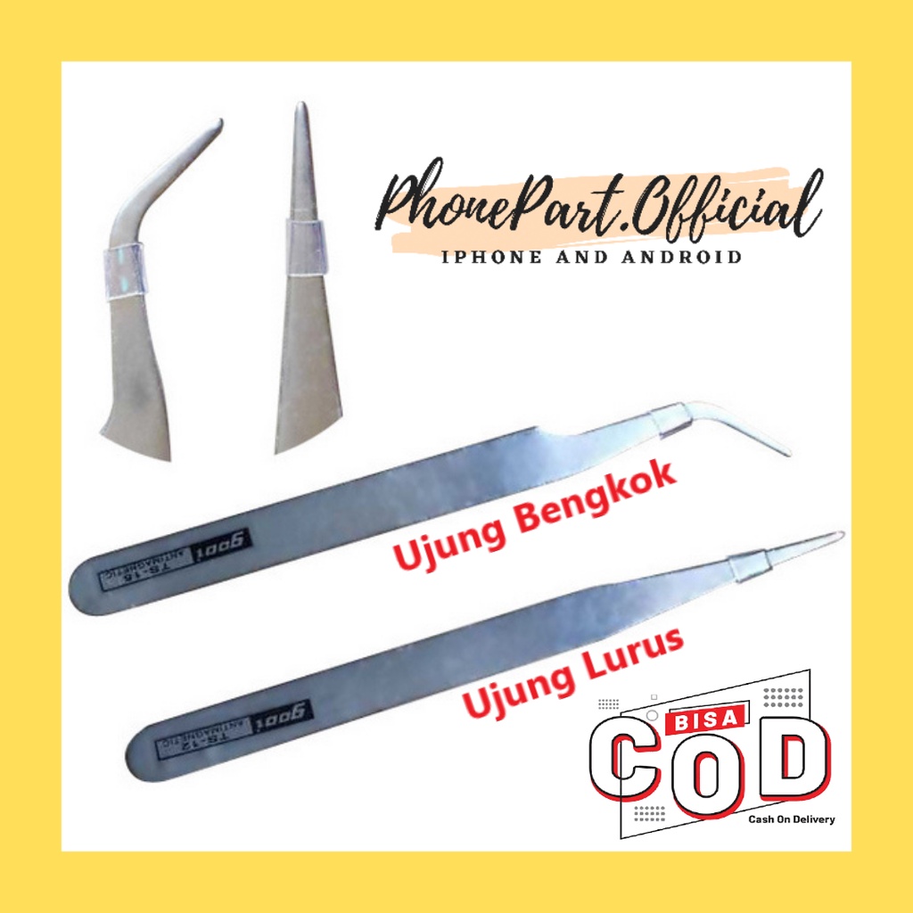 Pinset VETUS Serbaguna Tajam Lurus / Bengkok Stainless Steel Pingset GOOI Sparepart HP Smartphone Bulu Mata Sarang Walet