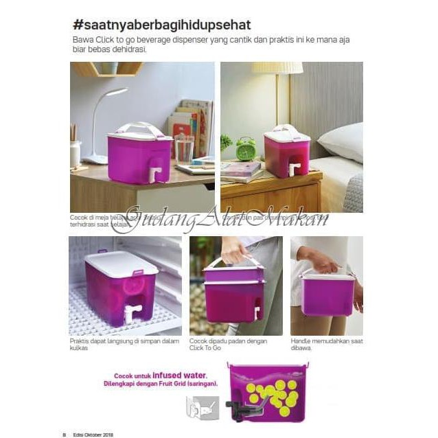 Unik Tupperware Click To Go Beverage Dispenser Berkualitas
