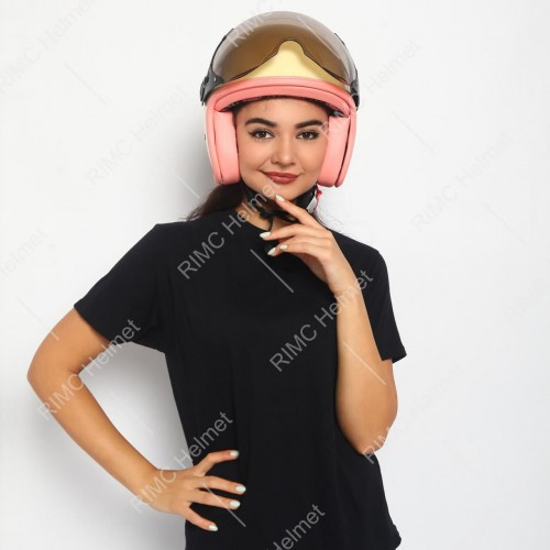 Helm Bogo Retro Wanita New Cream Half Face Pastel Cewek Cewe Perempuan SNI Sada Rosa Original