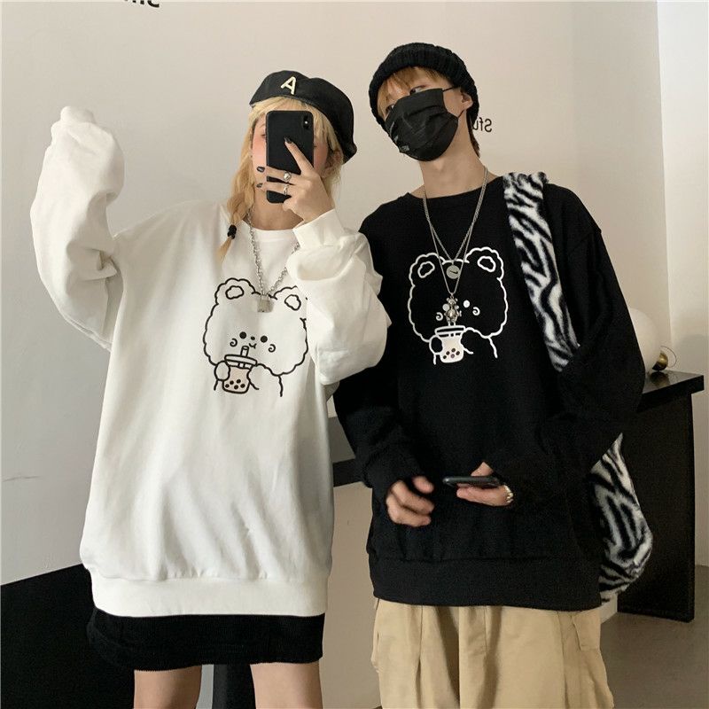 S - XXXXXL(6XL) Sweater Crewneck RABBIT &amp; BEAR (Harga 1 Sweater) Ice Boba Boneka Korean Style Loose Long Sleeve Unisex BIGSIZE OVERSIZE Sweatshirt COUPLE JUMBO Crewneck Oblong Fleece M L XL 2XL 3XL 4XL 5XL