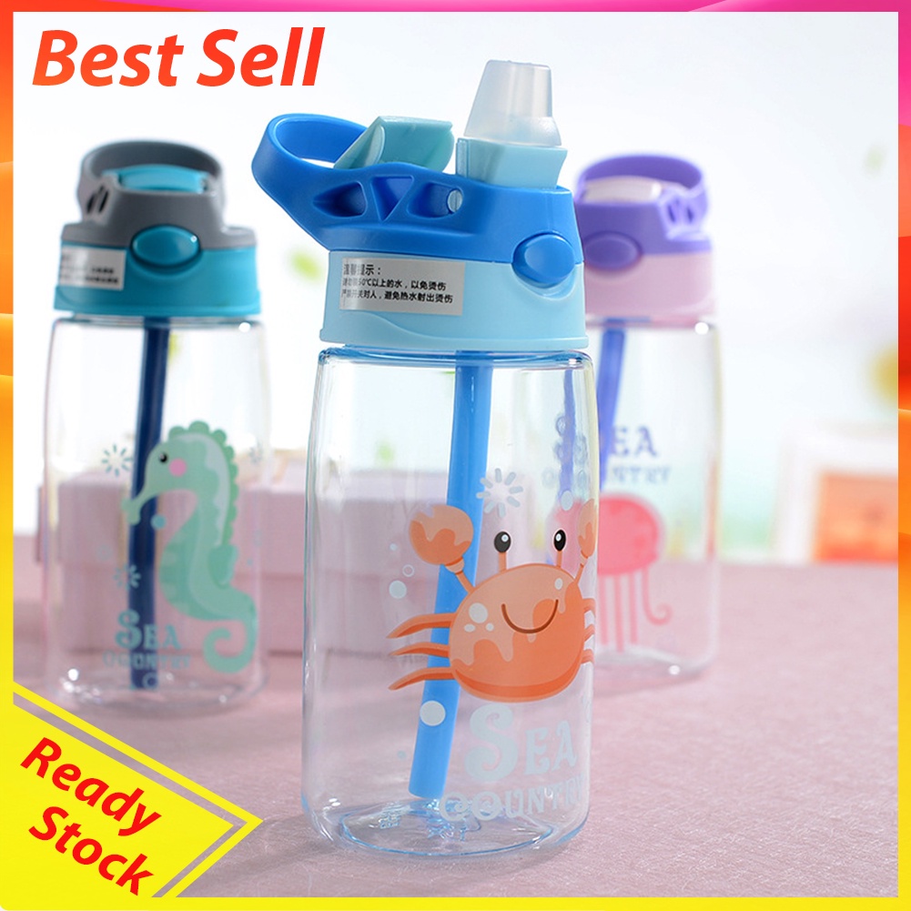 480ml Children Portable Cartoon Kettle w/ Leak-Proof Straw Sports Sippy Cup