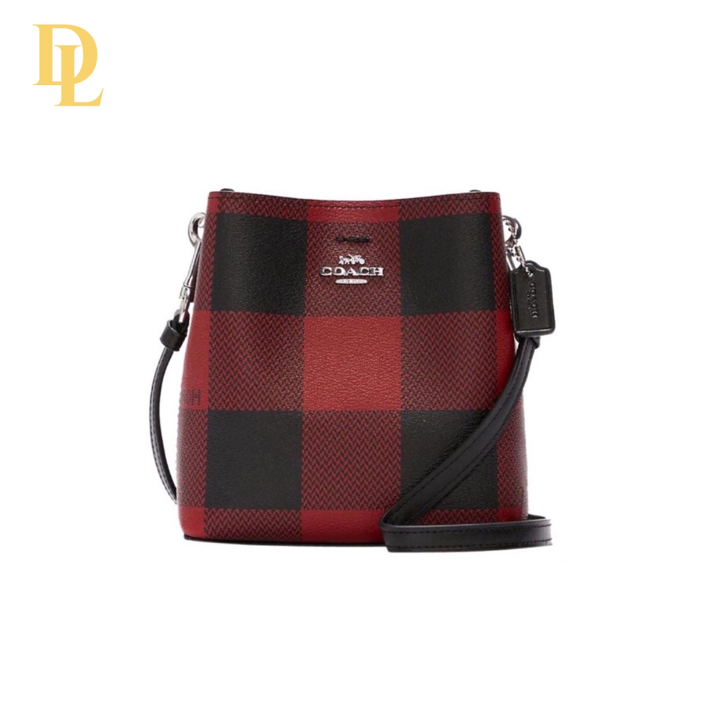 Coach Mini Town Bucket Bag With Buffalo Plaid Print (C7267)